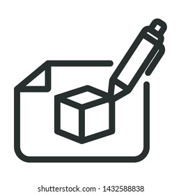 box drawing - minimal line web icon. simple vector illustration. concept for infographic, website or app.