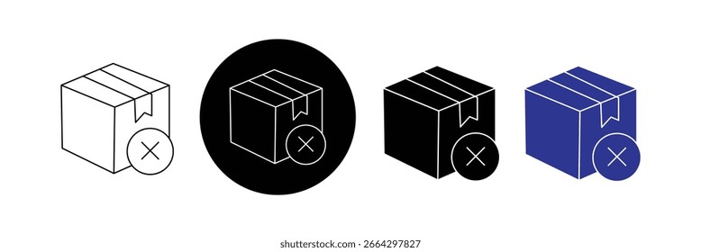 Pictograma de trazo editable de la caja y conjunto mínimo de iconos de Web de línea delgada. Colección de iconos de contorno. Simple Ilustración vectorial.