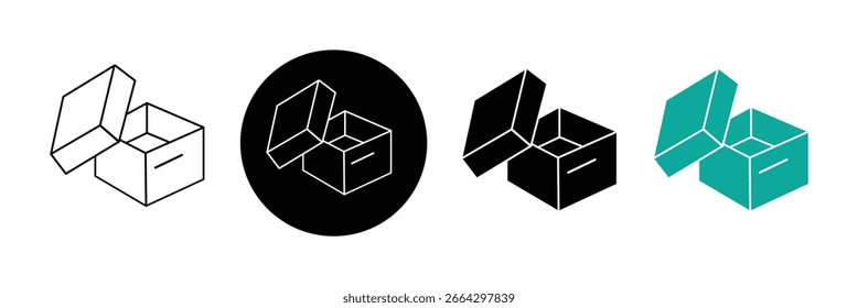 Pictograma de trazo editable de la caja y conjunto mínimo de iconos de Web de línea delgada. Colección de iconos de contorno. Simple Ilustración vectorial.