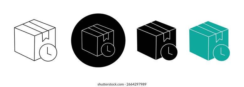 Box editable stroke pictogram and minimal thin line web icon set. Outline icons collection. Simple vector illustration.