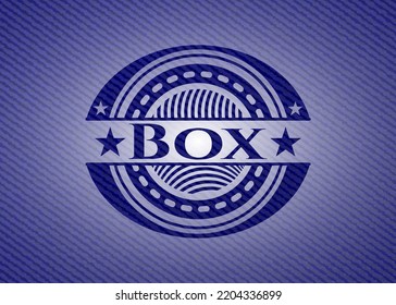 Box emblem with denim high quality background. Vector Illustration. Detailed. 