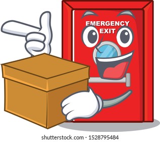 With box emergency exit door isolated the cartoon