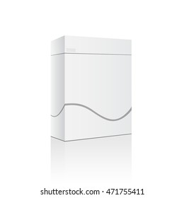 Box empty blank isolated ready for your design. Package blank. Product box template. Software 3d box blank. Software white blank with wave design. Vector illustration, eps 10 