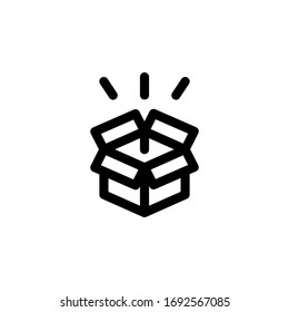 Box Empty Unboxing Outline Icon Vector Illustration
