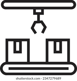 Icono de contorno de fábrica de ingeniero de cajas