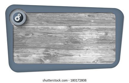 box for entering text on textured wood and cogwheels