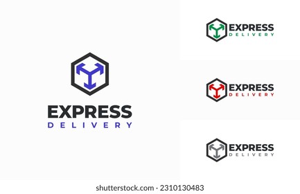 Box Express Delivery diseña el concepto vector, diseño del logotipo Fast Box Delivery, vector,