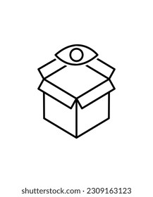 box with eye icon, vector best line icon.