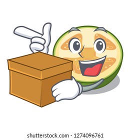 With box faijoa fruit juice on character glass