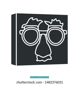 a box and fake nose and glass icon vector illustration logo template for many purpose