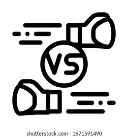 Vector de iconos de combate de caja. Signo de batalla de la caja de esquema. Ilustración de símbolo de contorno aislado