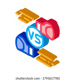 Vector de iconos de la lucha contra la caja. Señal de batalla de caja isométrica. ilustración de símbolo aislado de color