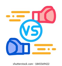 Vector de iconos de la lucha contra la caja. Signo de batalla de la caja de contorno. Ilustración de símbolo de contorno aislado de color