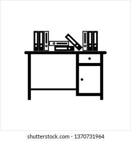 Box File On Desk Icon, Office File Vector Art Illustration