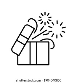 Box filled with firecrackers line icon