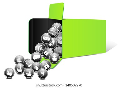 Box filled with icons vector