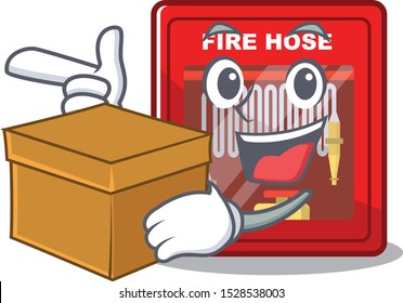 With box fire hose cabinet isolated with character