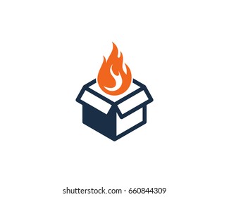 Box Fire Icon Logo Design Element