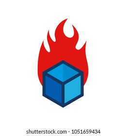 Box Fire Logo Icon Design