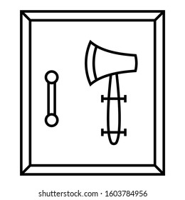 Box with firefighters equipment axe tool vector icon design