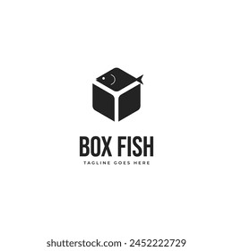 Box fish logo design illustration idea