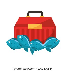 box and fishes fishing equipment hobby