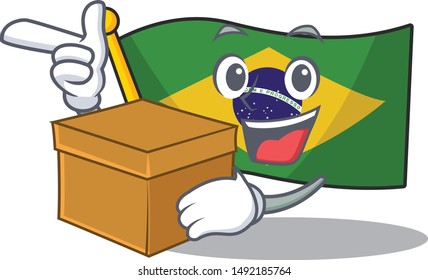 With box flag brazil isolated with the cartoon