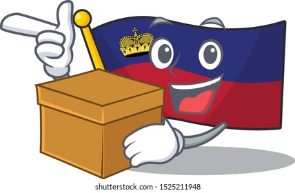 With box flag liechtenstein hoisted above cartoon pole