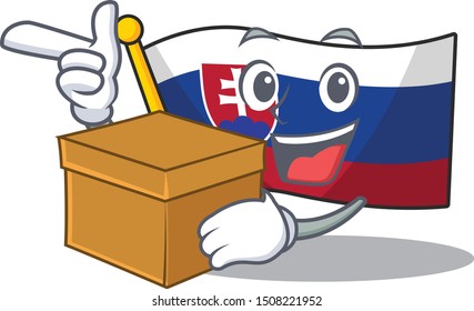 With box flag slovakia with the shape character