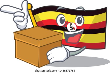 With box flag uganda in the mascot shape