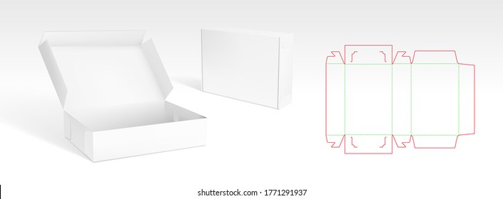 Box With Flip Lid Packaging Die Cut Template Design. 3D Mock Up. EPS10 Vector