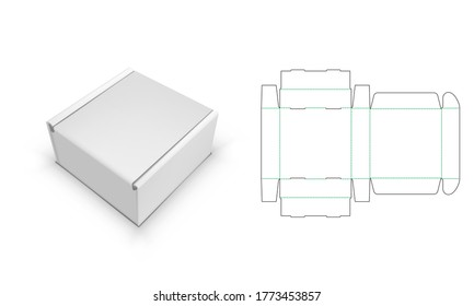 Box With Flip Lid Packaging Die Cut Template Design. 3D Mock Up. EPS10 Vector