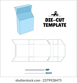 Box With Flip Lid Packaging Die Cut Template Design. 3D Mock Up. - Template Caixa de embalagem die corte modelo design. Sacola, Envelope