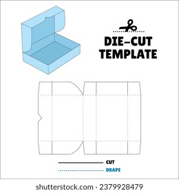 Box With Flip Lid Packaging Die Cut Template Design. 3D Mock Up. - Template Caixa de embalagem die corte modelo design. Sacola, Envelope