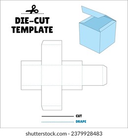 Box With Flip Lid Packaging Die Cut Template Design. 3D Mock Up. - Template Caixa de embalagem die corte modelo design. Sacola, Envelope - Caixa Cubo - Cube