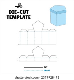 Box With Flip Lid Packaging Die Cut Template Design. 3D Mock Up. - Template Caixa de embalagem die corte modelo design. Sacola, Envelope - Caixa Pentagono - Pentagon