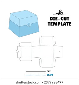 Box With Flip Lid Packaging Die Cut Template Design. 3D Mock Up. - Template Caixa de embalagem die corte modelo design. Sacola, Envelope