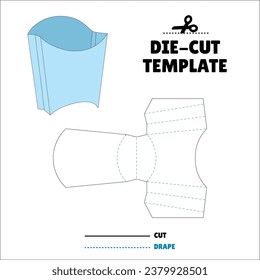 Box With Flip Lid Packaging Die Cut Template Design. 3D Mock Up. - Template Caixa de embalagem die corte modelo design. Sacola, Envelope - Caixa Batata Frita - Fries