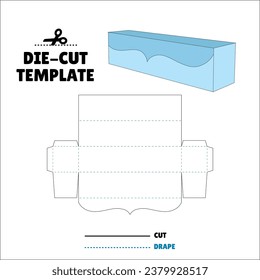 Box With Flip Lid Packaging Die Cut Template Design. 3D Mock Up. - Template Caixa de embalagem die corte modelo design. Sacola, Envelope