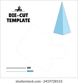 Box With Flip Lid Packaging Die Cut Template Design. 3D Mock Up. - Template Caixa de embalagem die corte modelo design. Triangle - Piramide - Triangulo - Torre