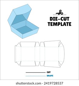 Box With Flip Lid Packaging Die Cut Template Design. 3D Mock Up. - Template Caixa de embalagem die corte modelo design.