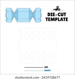 Box With Flip Lid Packaging Die Cut Template Design. 3D Mock Up. - Template Caixa de embalagem die corte modelo design. Scalloped Candy Box - Doce - Sweet