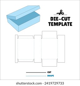 Box With Flip Lid Packaging Die Cut Template Design. 3D Mock Up. - Template Caixa de embalagem die corte modelo design. Scalloped Vertical Candy Box - Sweet - Doce - Chocolate