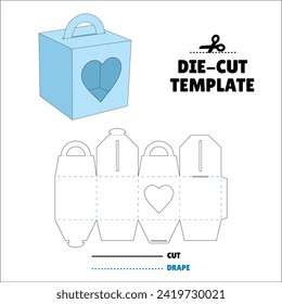 Box With Flip Lid Packaging Die Cut Template Design. 3D Mock Up. - Template Caixa de embalagem die corte modelo design. Heart - coração - coracao