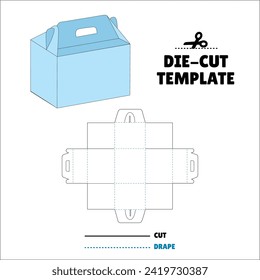 Box With Flip Lid Packaging Die Cut Template Design. 3D Mock Up. - Template Caixa de embalagem die corte modelo design. Handle Box 