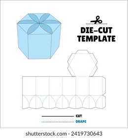 Box With Flip Lid Packaging Die Cut Template Design. 3D Mock Up. - Template Caixa de embalagem die corte modelo design. Hexagonal box