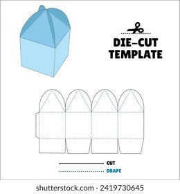 Box With Flip Lid Packaging Die Cut Template Design. 3D Mock Up. - Template Caixa de embalagem die corte modelo design.