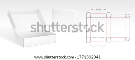 Box With Flip Lid Packaging Die Cut Template Design. 3D Mock Up. EPS10 Vector