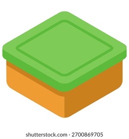 Icono del paquete del envase de la comida de la caja Diseño plano de la Plantilla de la Ilustración vectorial del color