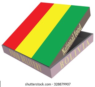 Box for food delivery Bolivian cuisine. Vector illustration.